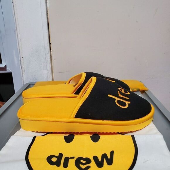 Drew House x Justin Bieber Mascot Slippers Yellow/Black L/XL Sz 9To 12 Mens NWT